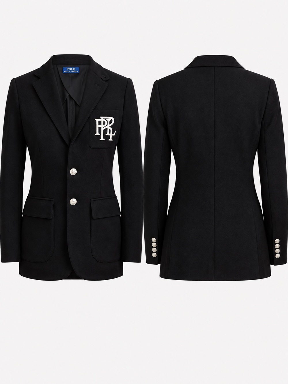 Polo by Ralph Lauren Black Women's Tailored Blazer with Monogram